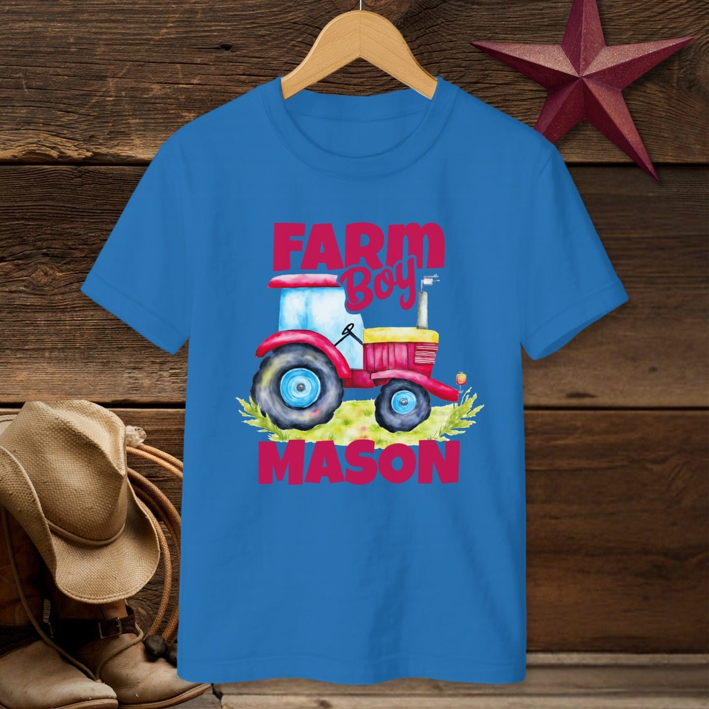Personalized Farm Boy Tractor T-shirt (Youth)