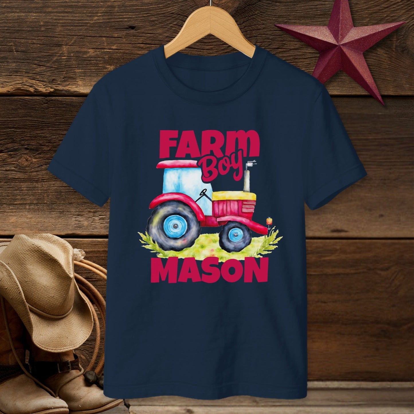Personalized Farm Boy Tractor T-shirt (Youth)