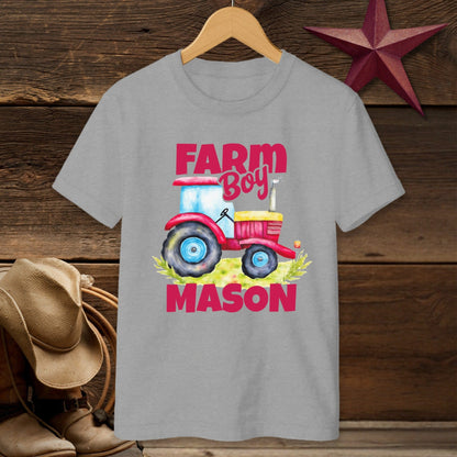 Personalized Farm Boy Tractor T-shirt (Youth)