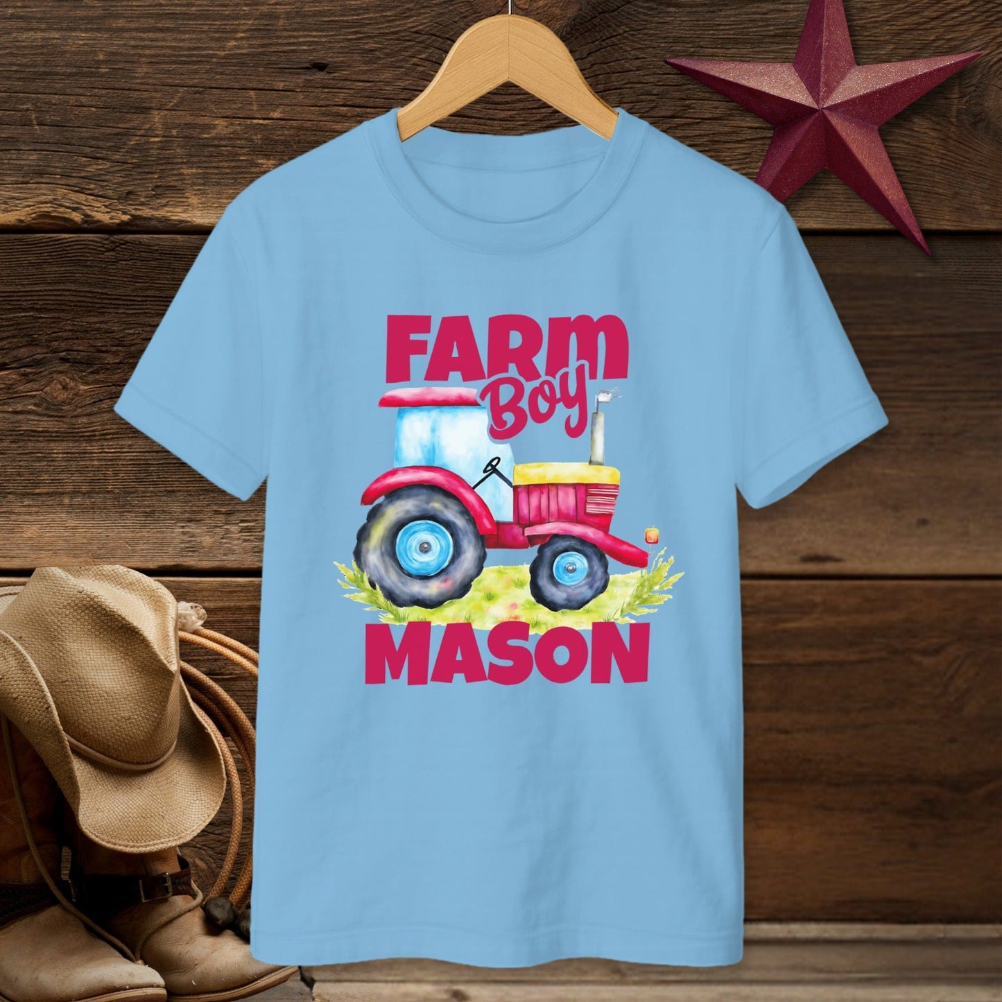 Personalized Farm Boy Tractor T-shirt (Youth)