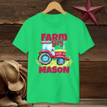 Personalized Farm Boy Tractor T-shirt (Youth)