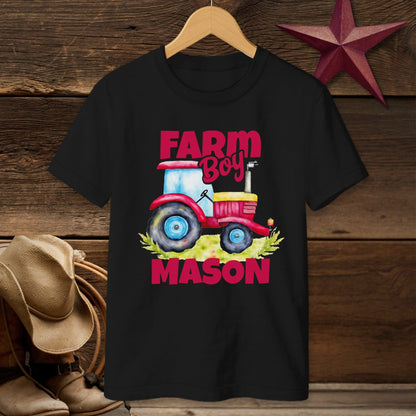 Personalized Farm Boy Tractor T-shirt (Youth)