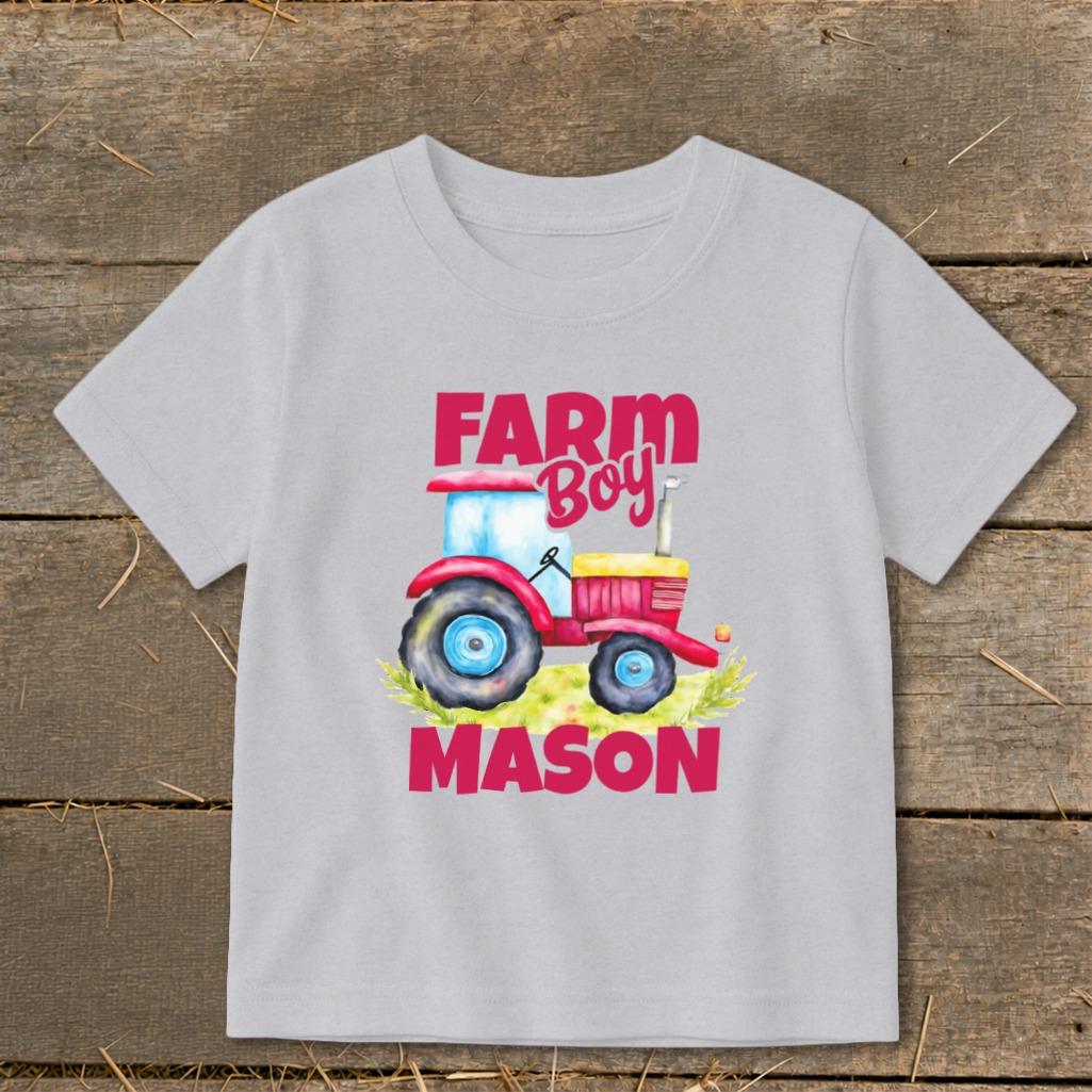 Personalized Farm Boy Tractor Toddler Tee