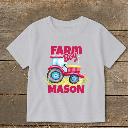 Personalized Farm Boy Tractor Toddler Tee