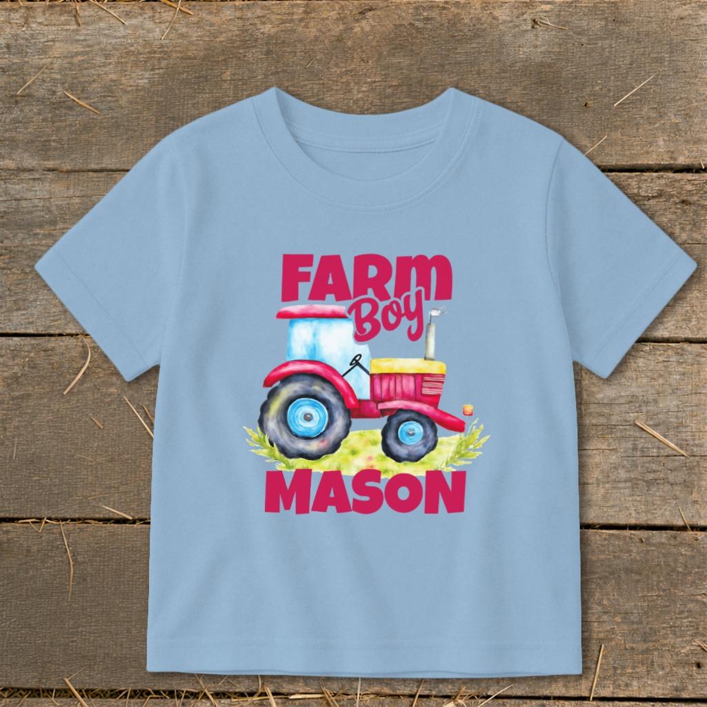 Personalized Farm Boy Tractor Toddler Tee