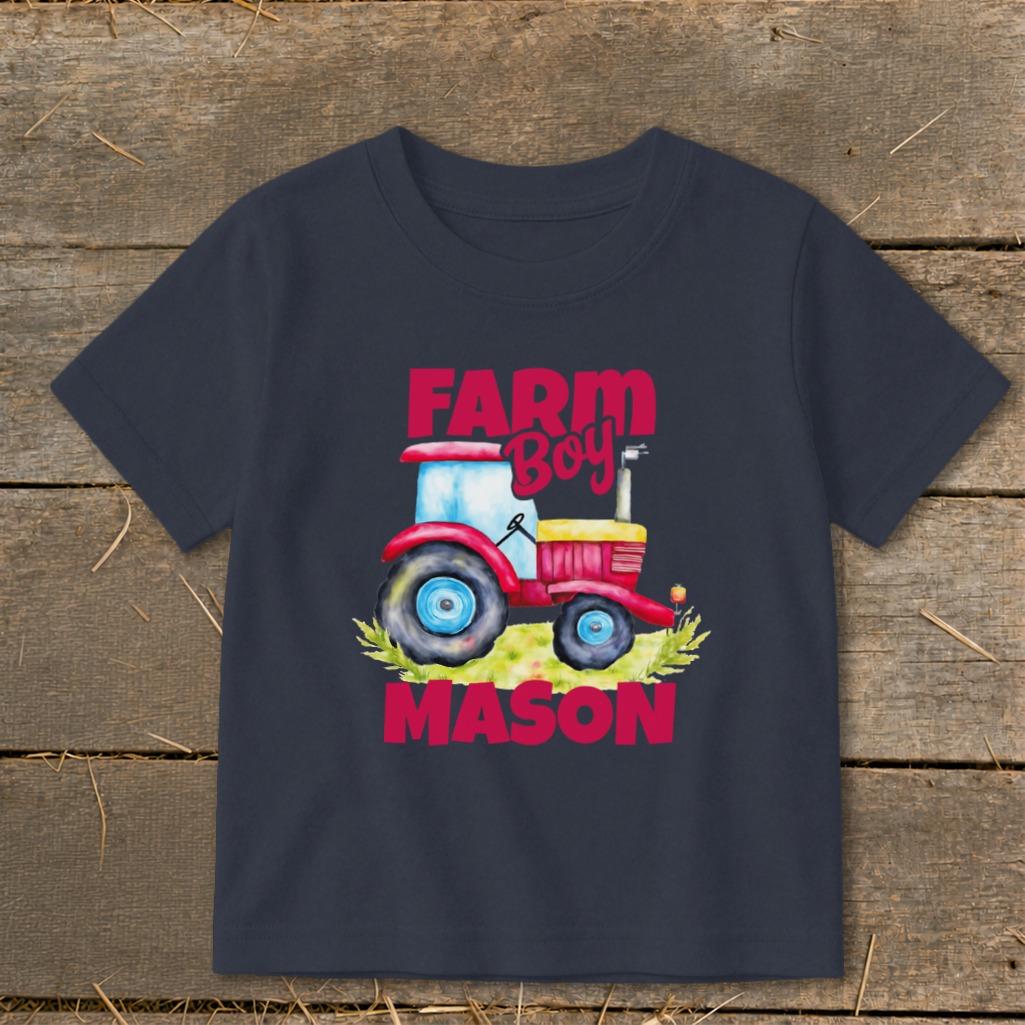 Personalized Farm Boy Tractor Toddler Tee