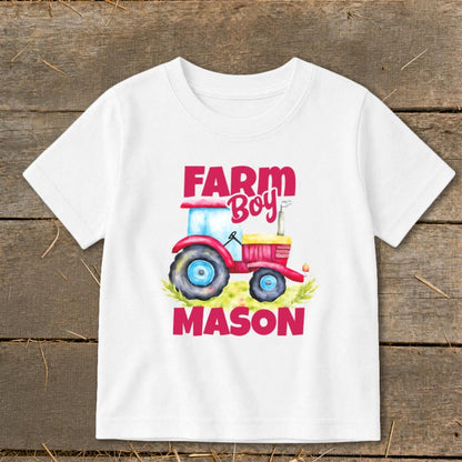 Personalized Farm Boy Tractor Toddler Tee