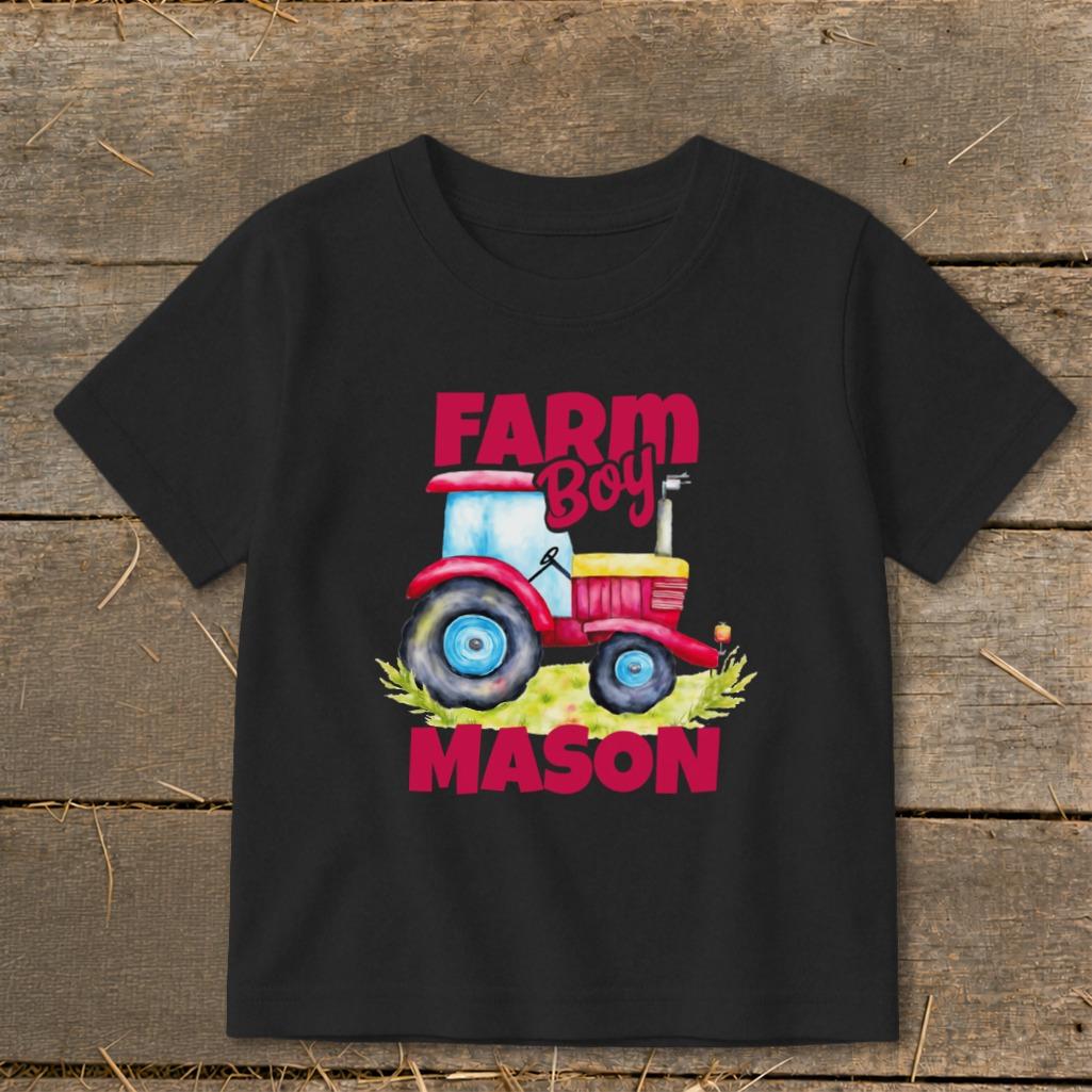 Personalized Farm Boy Tractor Toddler Tee