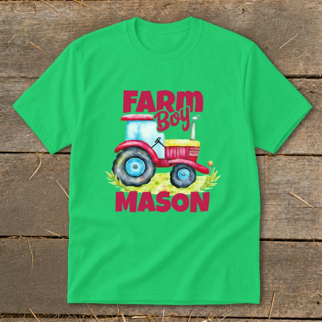 Personalized Farm Boy Tractor Youth Tee