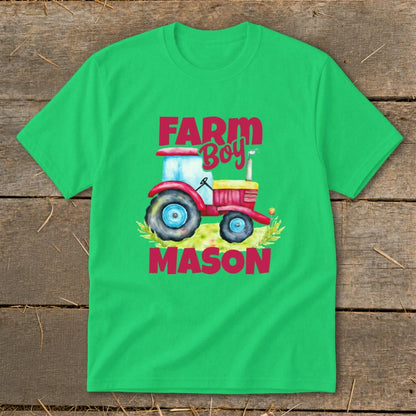 Personalized Farm Boy Tractor Youth Tee