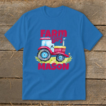 Personalized Farm Boy Tractor Youth Tee