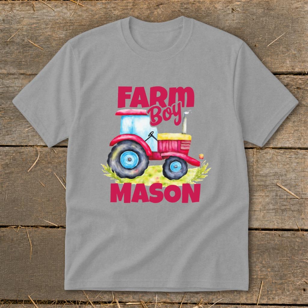 Personalized Farm Boy Tractor Youth Tee