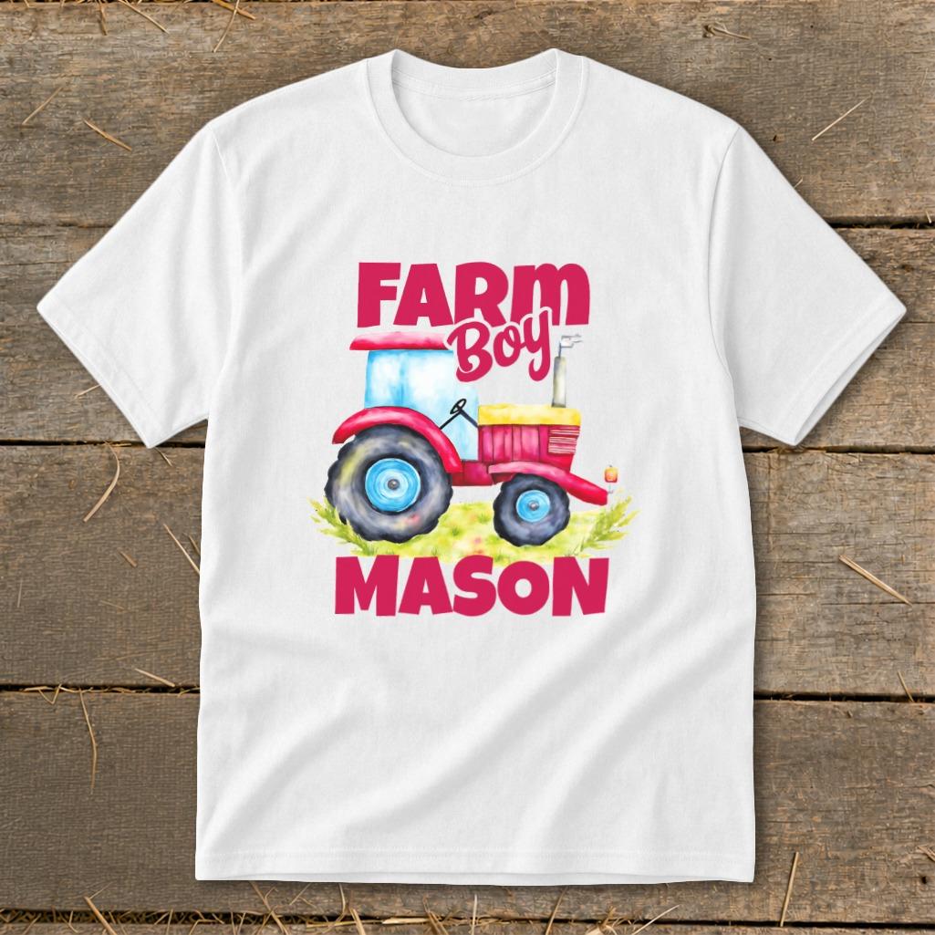 Personalized Farm Boy Tractor Youth Tee