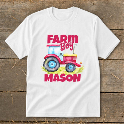 Personalized Farm Boy Tractor Youth Tee