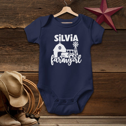 Personalized Farm Girl Baby Bodysuit