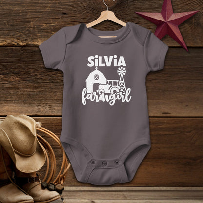 Personalized Farm Girl Baby Bodysuit
