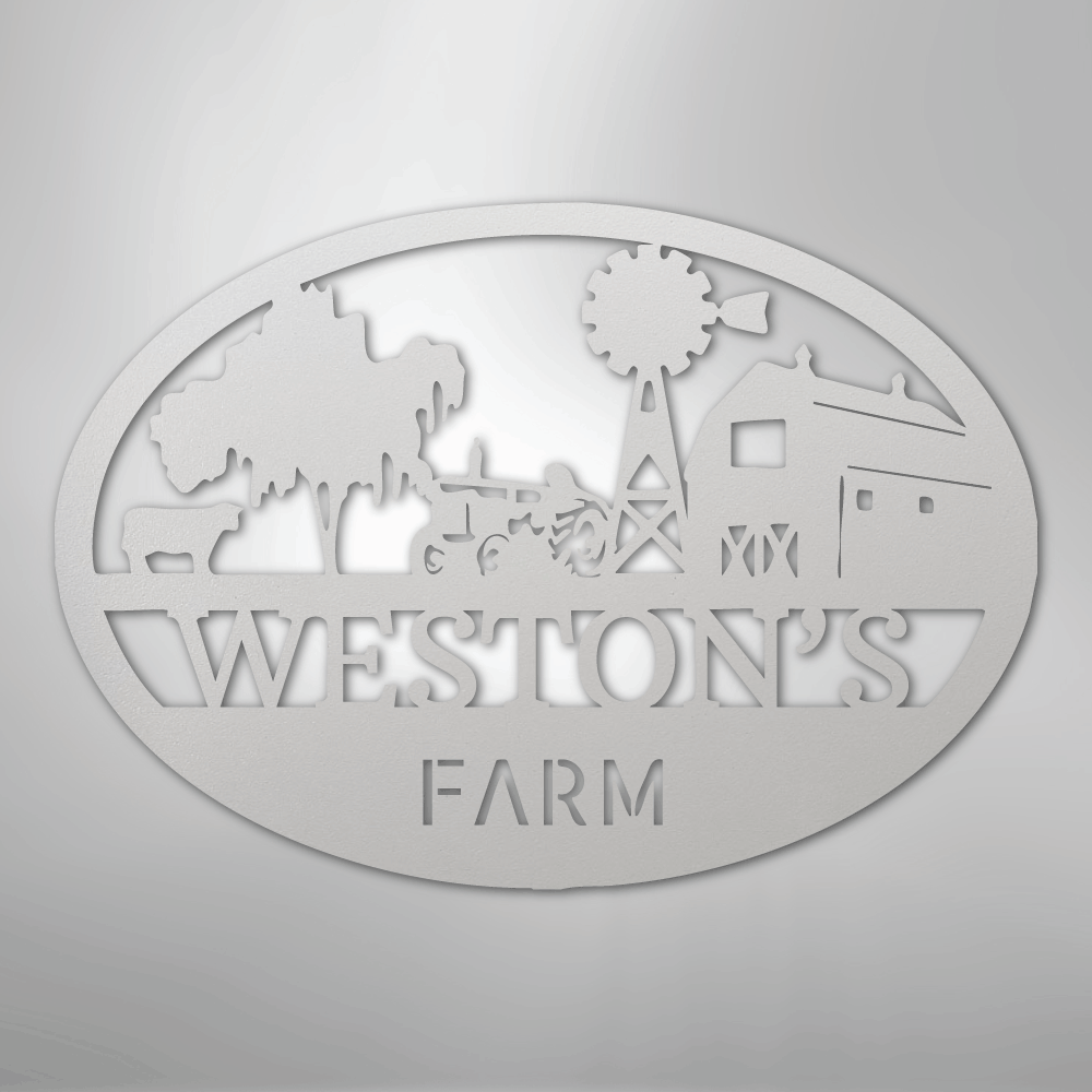 Personalized Farm Scene Metal Art Sign