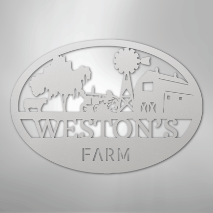 Personalized Farm Scene Metal Art Sign