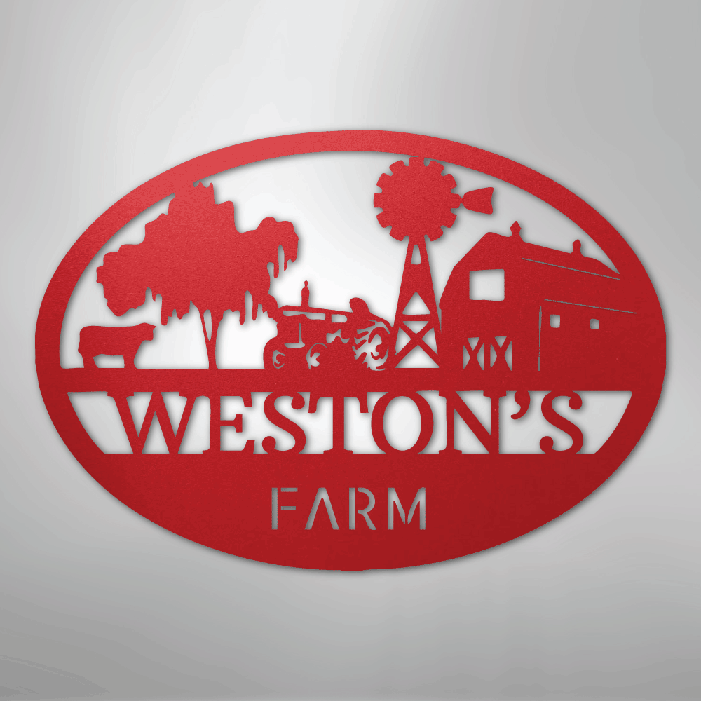 Personalized Farm Scene Metal Art Sign