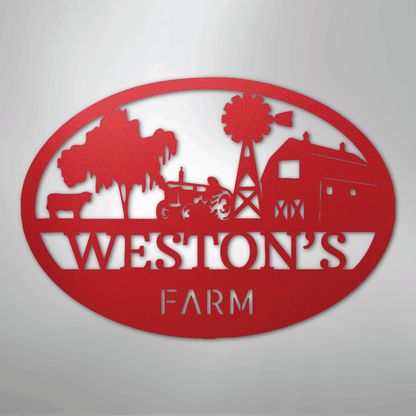 Personalized Farm Scene Metal Art Sign