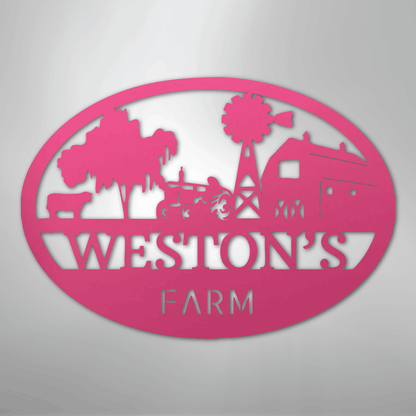 Personalized Farm Scene Metal Art Sign