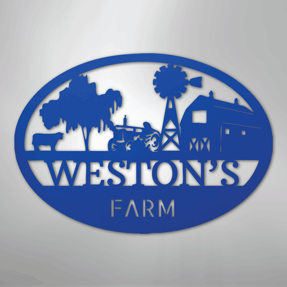 Personalized Farm Scene Metal Art Sign