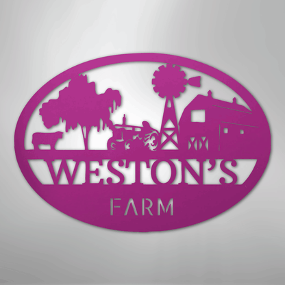 Personalized Farm Scene Metal Art Sign