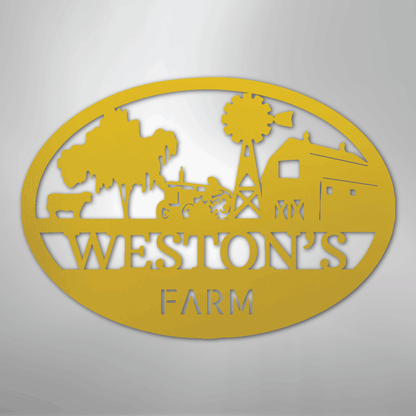 Personalized Farm Scene Metal Art Sign