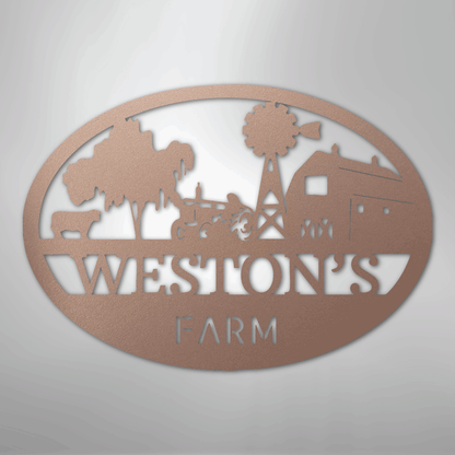 Personalized Farm Scene Metal Art Sign