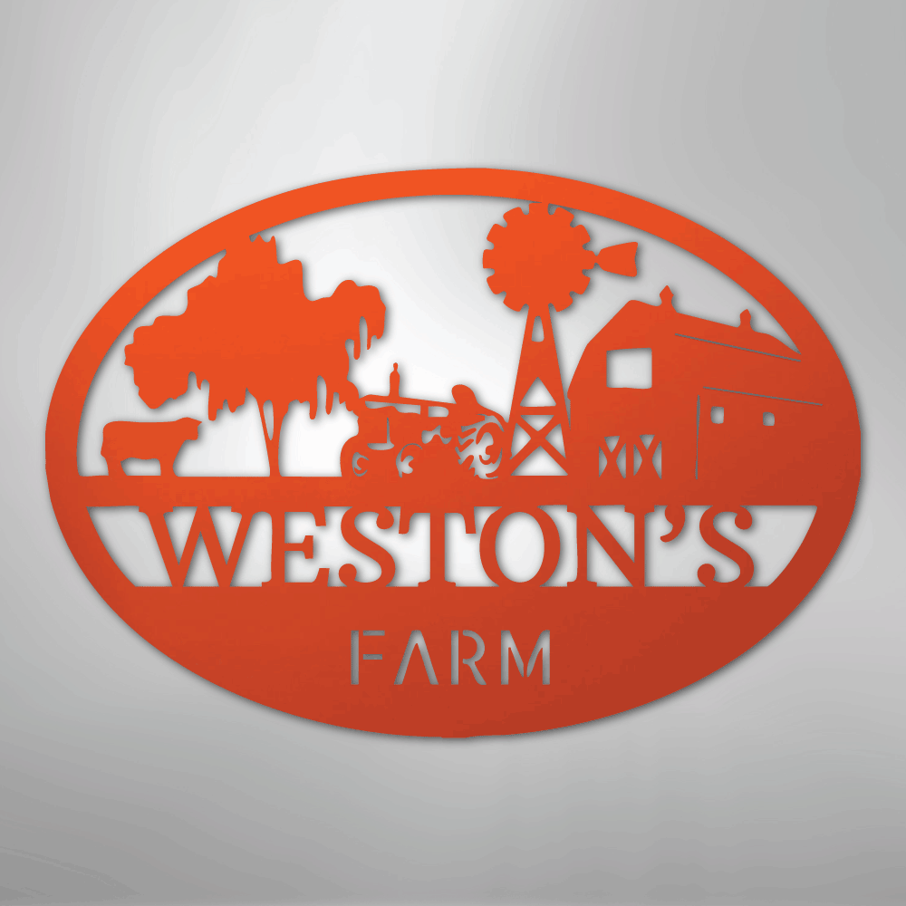 Personalized Farm Scene Metal Art Sign