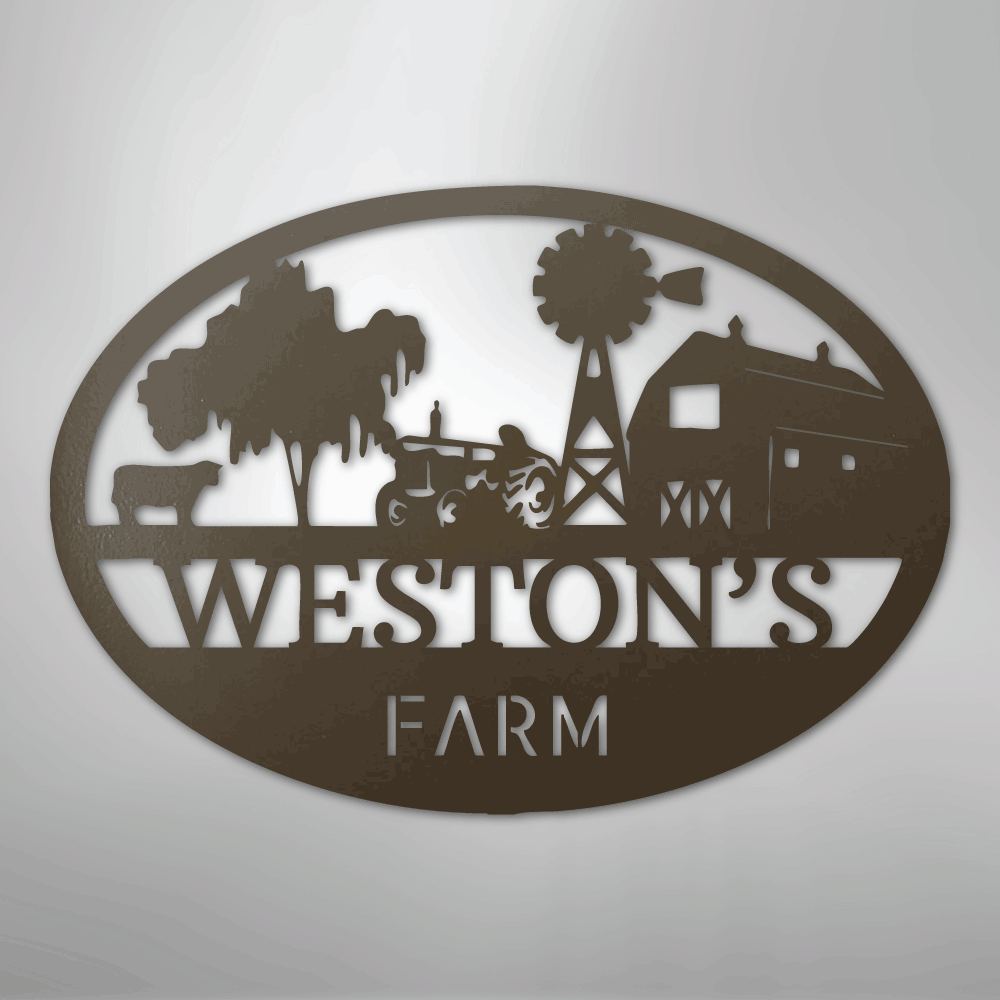 Personalized Farm Scene Metal Art Sign
