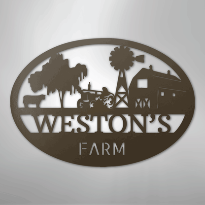 Personalized Farm Scene Metal Art Sign