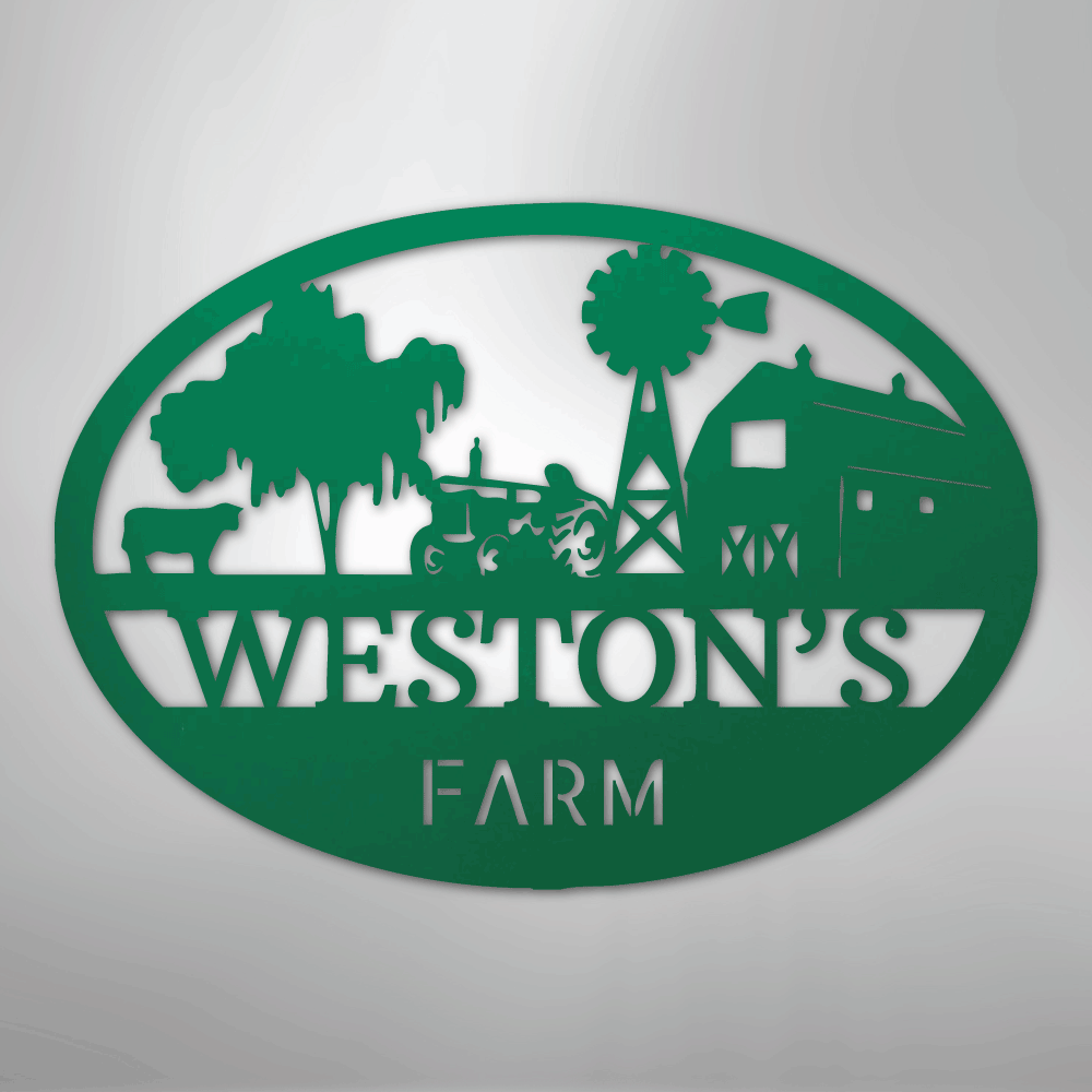 Personalized Farm Scene Metal Art Sign