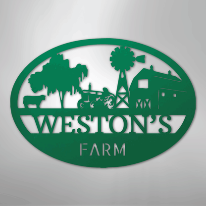 Personalized Farm Scene Metal Art Sign