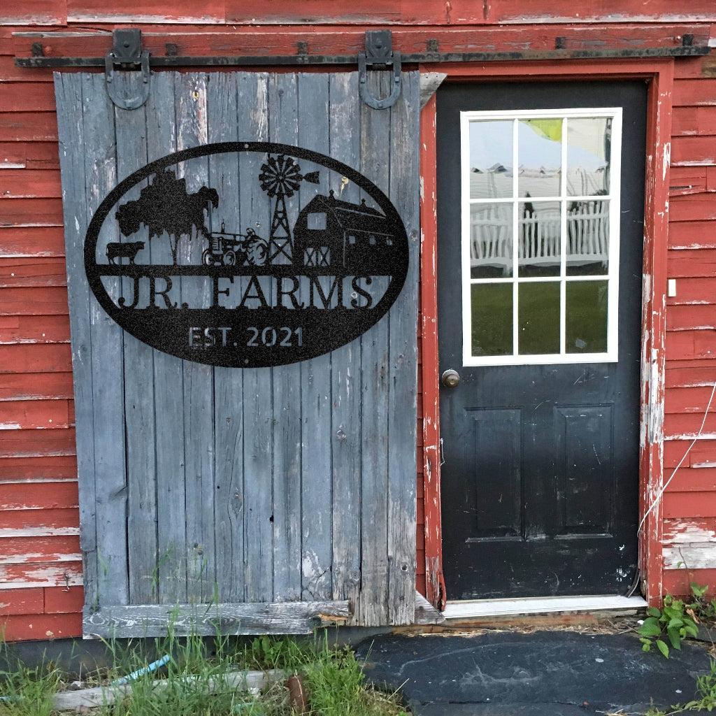 Personalized Farm Scene Metal Art Sign