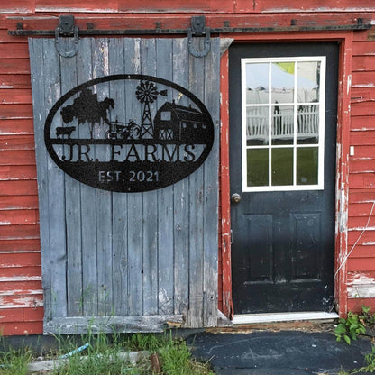 Personalized Farm Scene Metal Art Sign