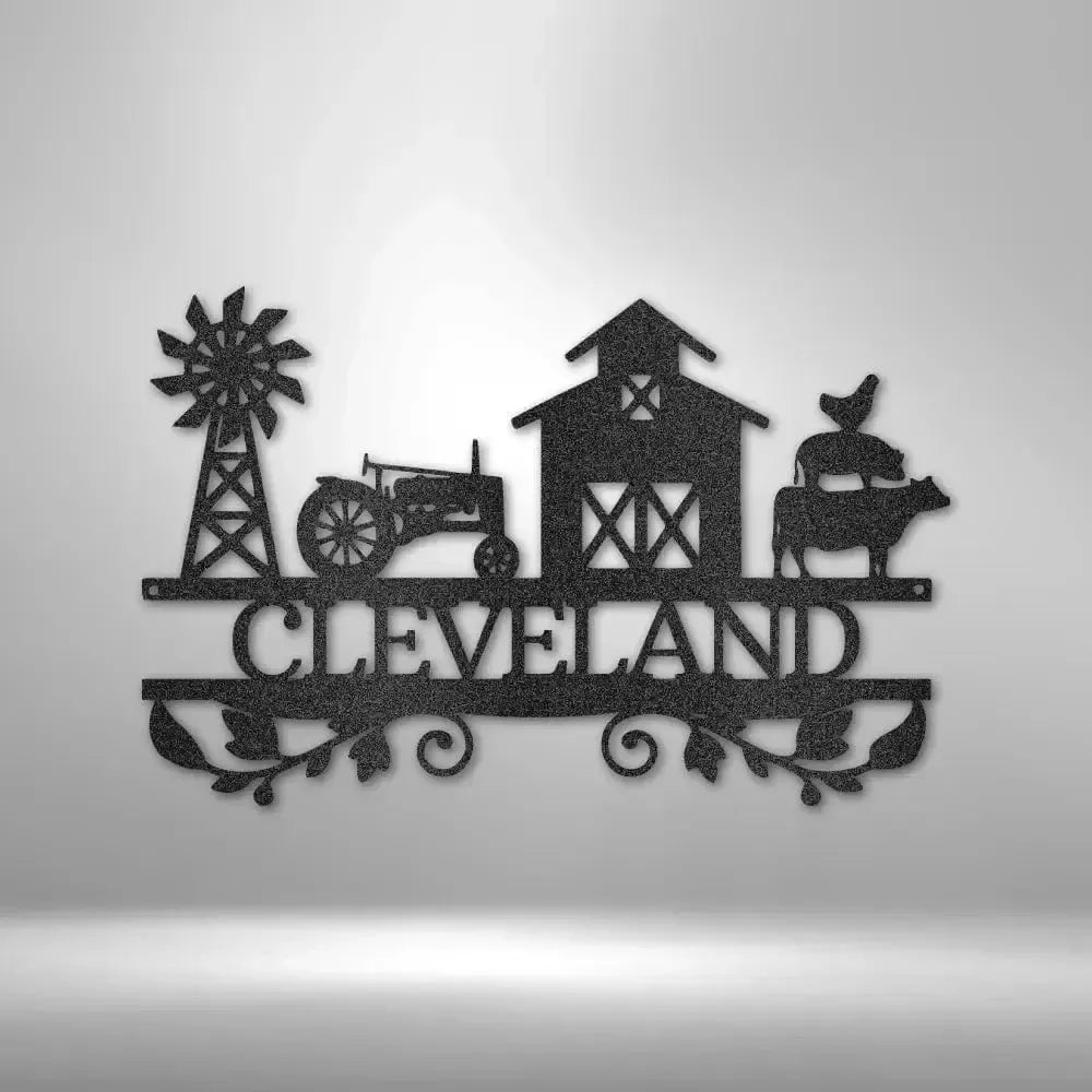 Personalized Farm Scene Metal Art Sign