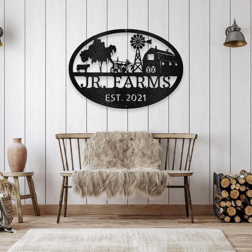 Personalized Farm Scene Metal Art Sign