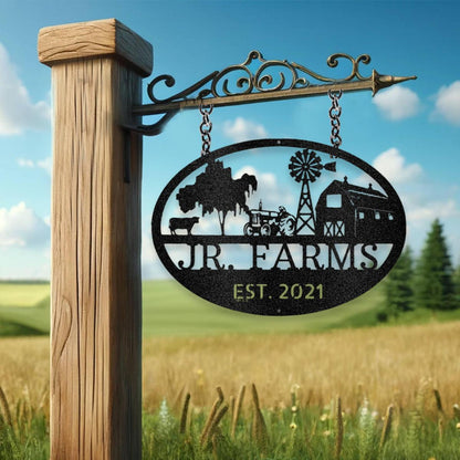 Personalized Farm Scene Metal Art Sign