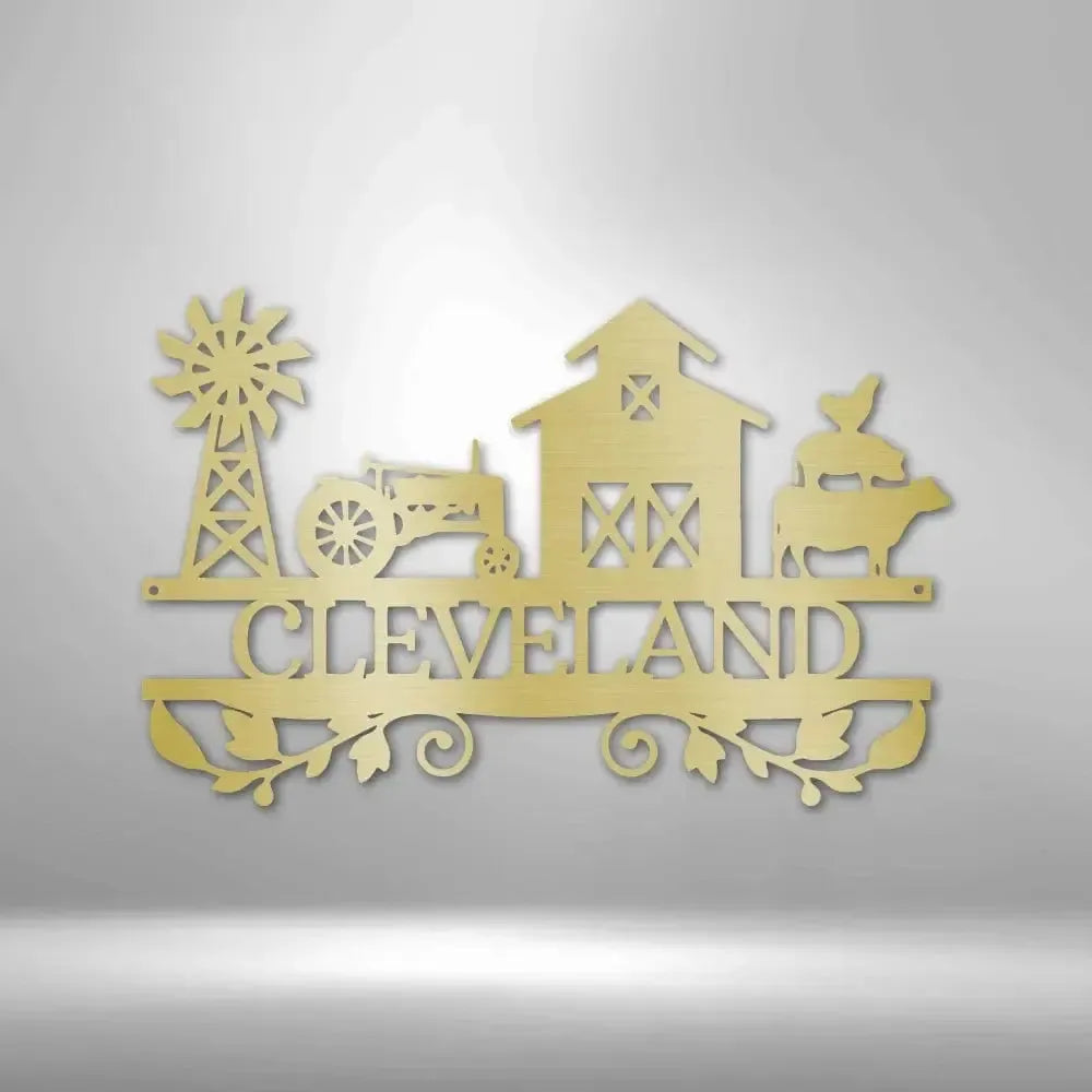 Personalized Farm Scene Metal Art Sign
