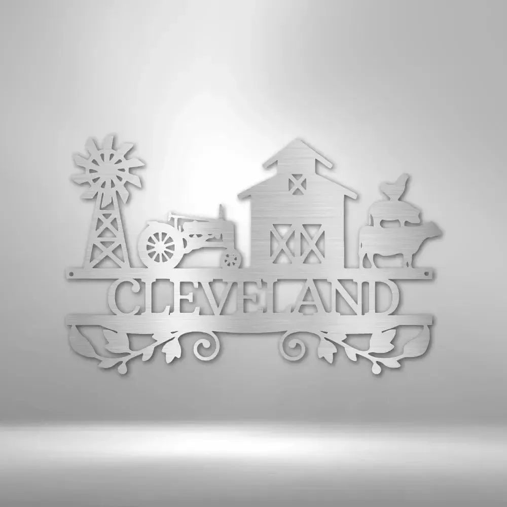 Personalized Farm Scene Metal Art Sign