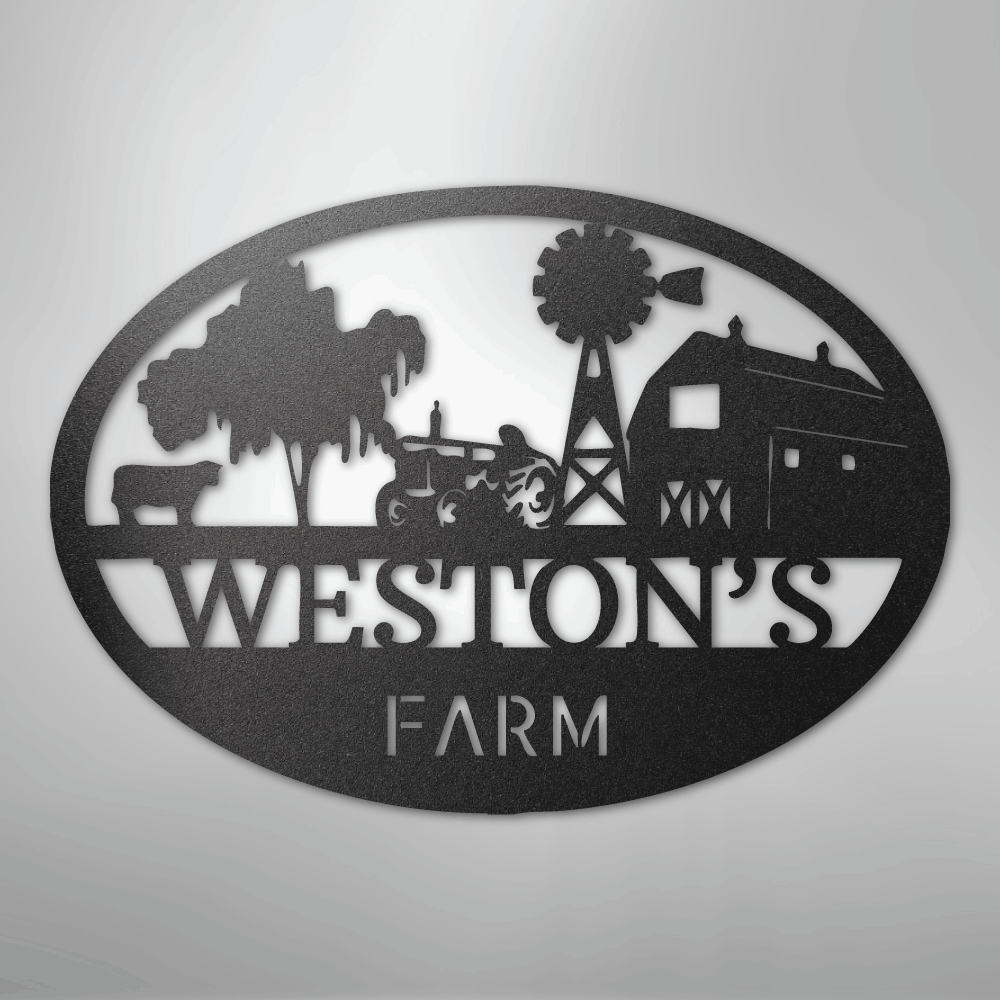 Personalized Farm Scene Metal Art Sign