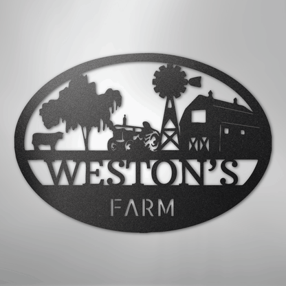 Personalized Farm Scene Metal Art Sign