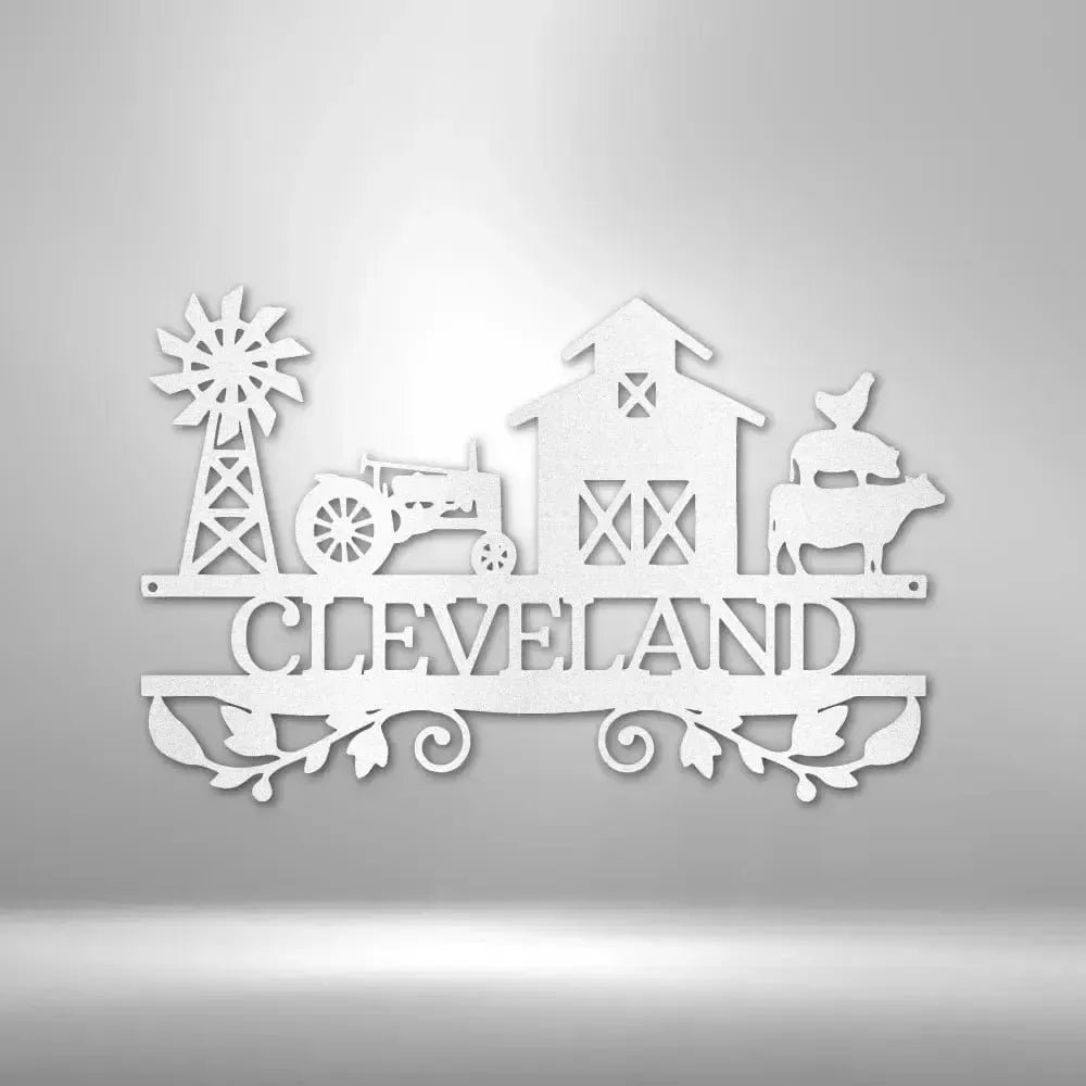 Personalized Farm Scene Metal Art Sign