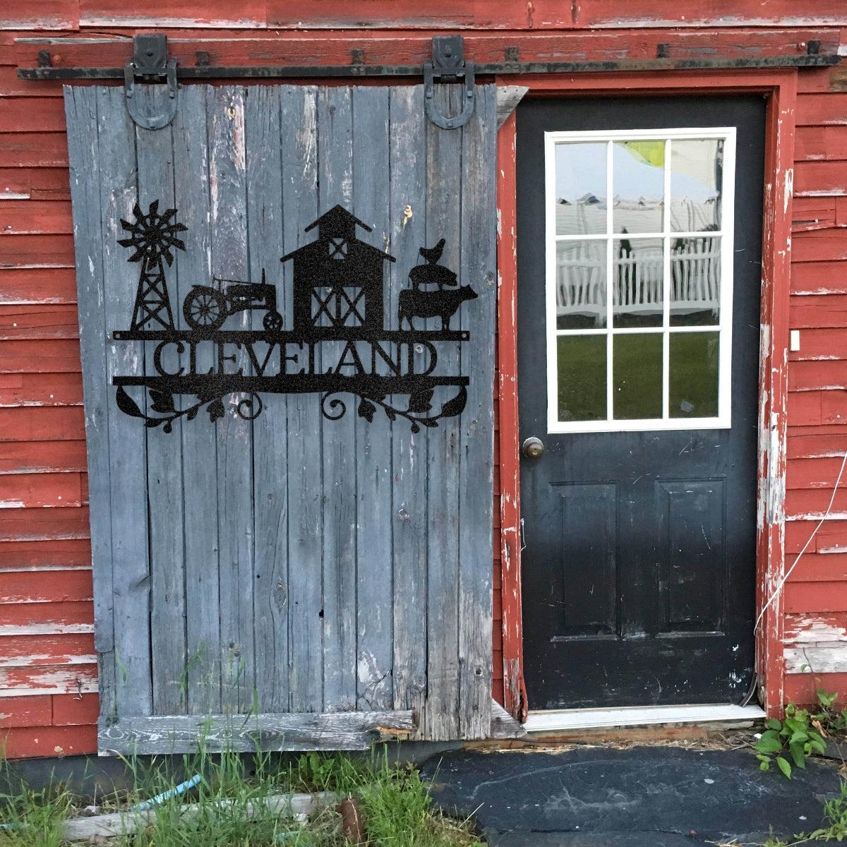 Personalized Farm Scene Metal Art Sign
