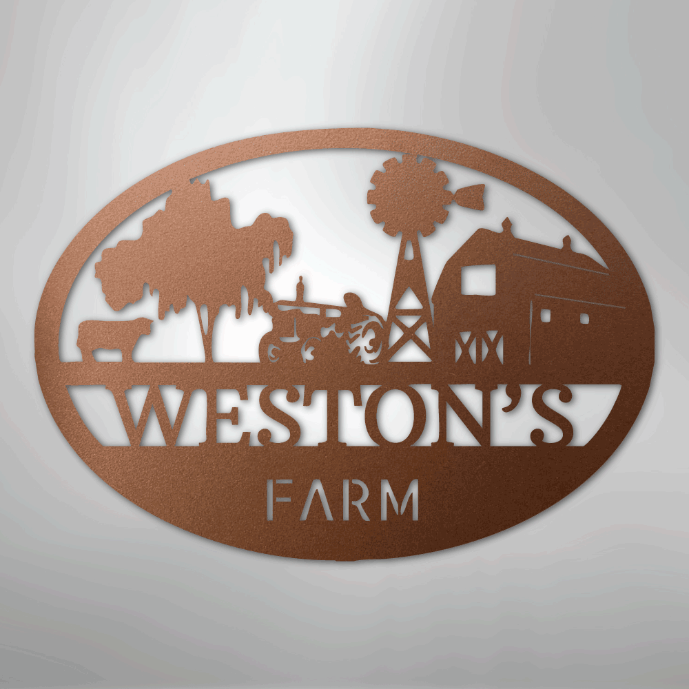 Personalized Farm Scene Metal Art Sign