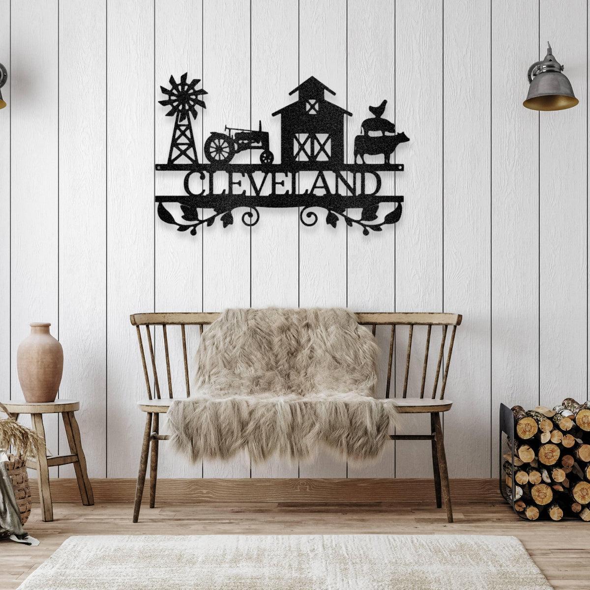 Personalized Farm Scene Metal Art Sign