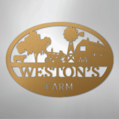 Personalized Farm Scene Metal Art Sign