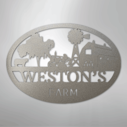 Personalized Farm Scene Metal Art Sign