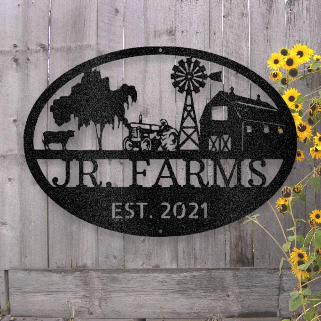 Personalized Farm Scene Metal Art Sign